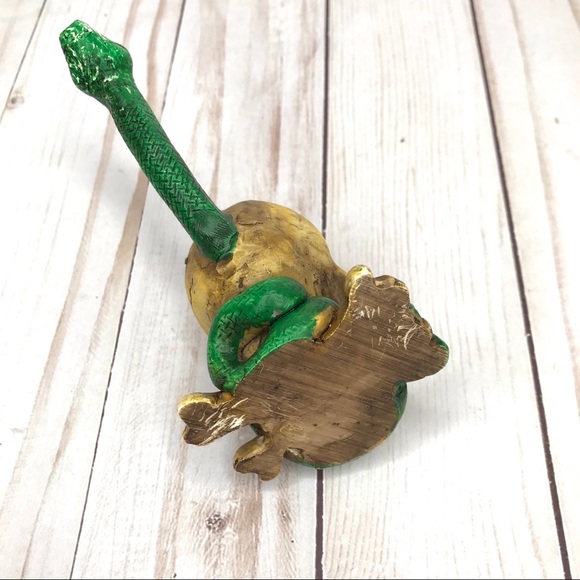 Rare New Vintage Yellow Skull Green Snake Tobacco Smoke Handmade Pipe Gothic Art - Picture 6 of 8